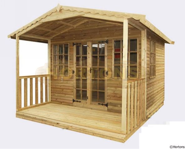Log Cabin 14ft X 12ft  Traditional Loglap Summerhouse With Veranda